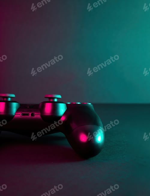 Preview: Closeup shot of a gaming console under a pink light