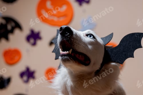 Preview: border collie dog on halloween