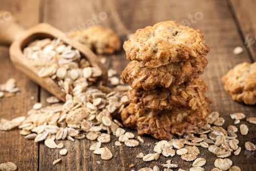 Preview: Homemade oatmeal cookies and oat flakes