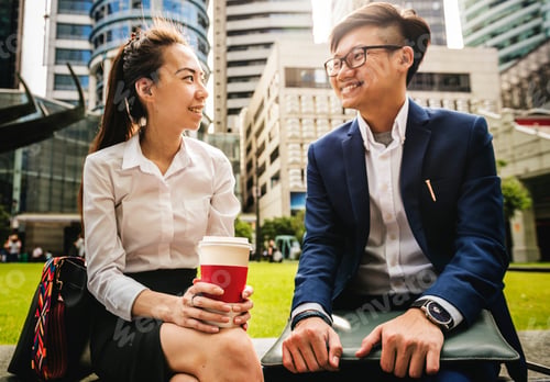 Preview: Asian business people having a break time