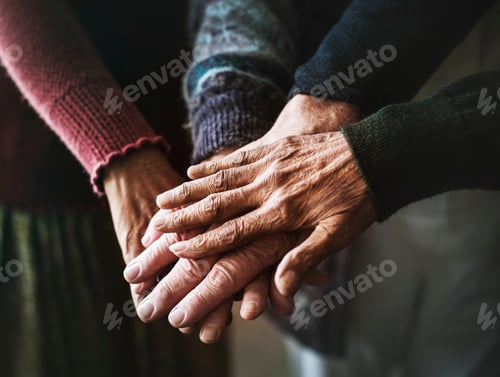 Preview: Closeup of hands of senior people