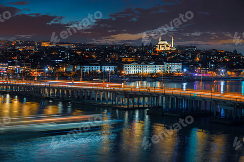 Preview: Istanbul Metro Train line and Platfrom built on Halic with beautiful Istanbul landmarks