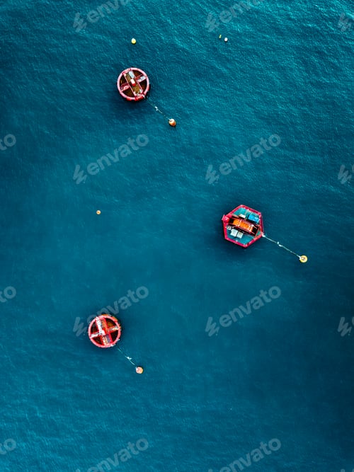 Preview: Aerial view of Blue Sea surface with buoys