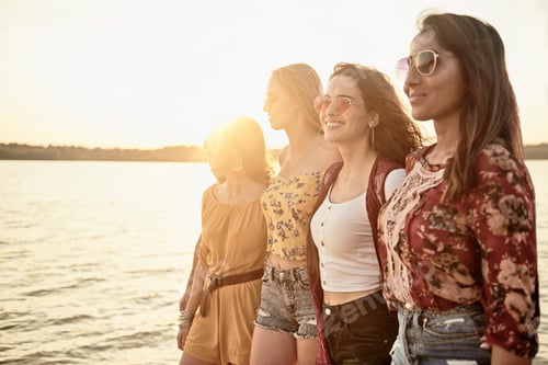 Preview: Four beautiful women on the beach
