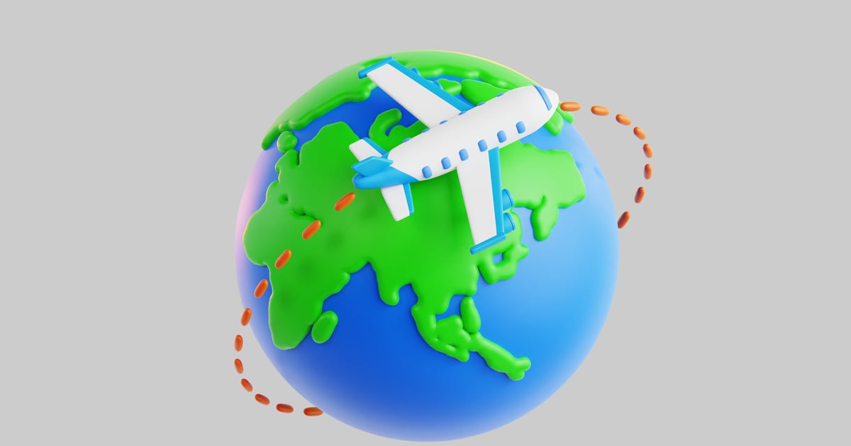 Globe with airplane and flight path visualization 3D, Incl. Aircraft ...