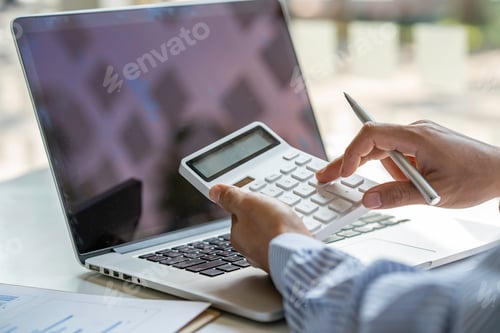 Preview: A businessman that operates on the table being checking data, Concept financial transactions online