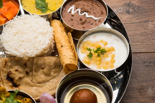 Preview: Indian vegetarian food platter or Thali
