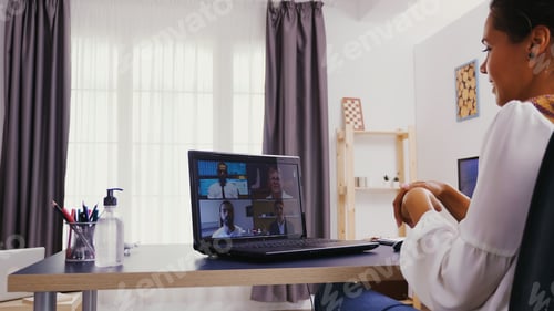 Preview: Young woman during a video call