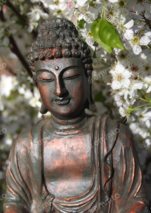 Preview: Buddha Statue in Outdoor Garden With Blurred Background