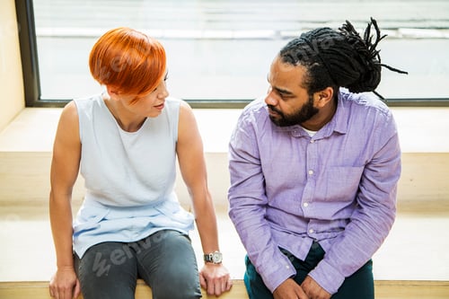 Preview: Multiracial couple talking