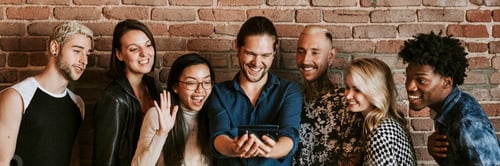 Preview: Diverse people video calling on a phone