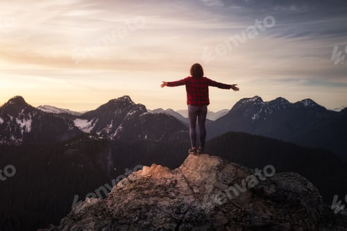 Preview: Fantasy Adventure Composite with a Girl on top of a Rock Cliff