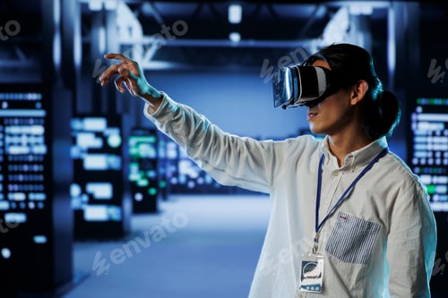Preview: VR headset user monitors servers