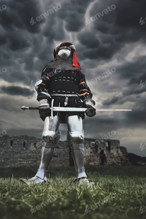 Preview: Medieval knight posing with sword