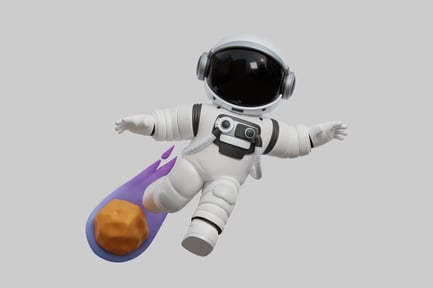 Preview: Cartoon astronaut flying with meteor