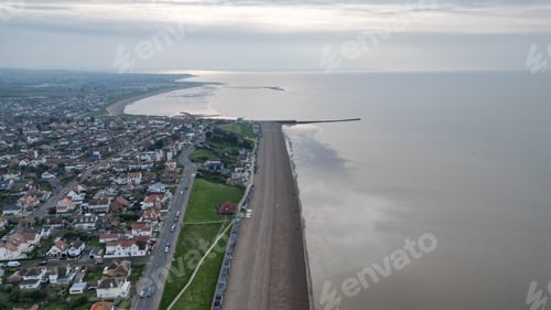 Preview: View of the coastline of Herne Bay, UK with the town of Hampton in the center