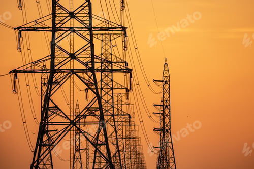 Preview: High voltage electric transmission tower. High voltage power lines on electric pylon