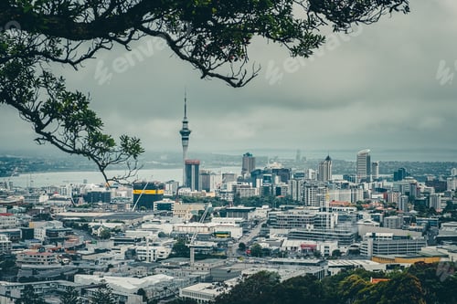 Preview: Auckland, New Zealand, 28 December 2016: Auckland skyline in during cludy day, New Zealand