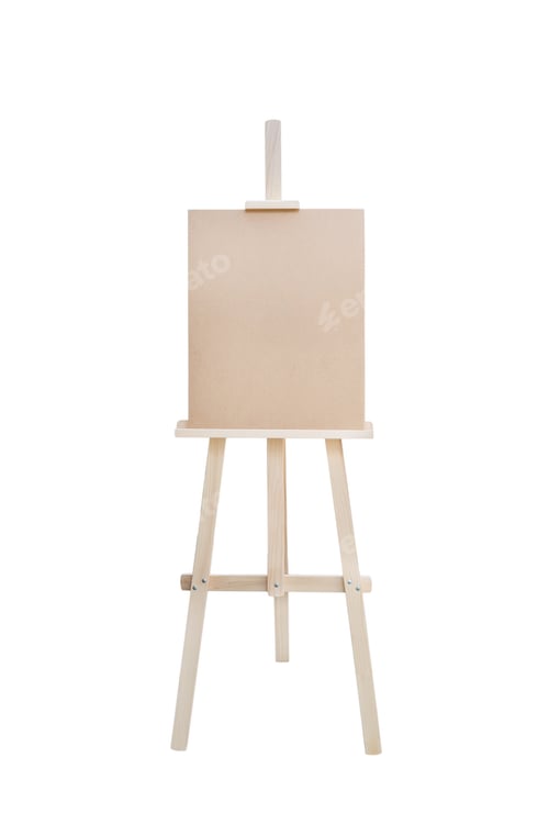Preview: Canvas Painting stand wooden easel Art supply isolated, Mock up