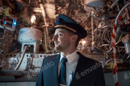 Preview: profesol confident pilot is checking plane in hangar