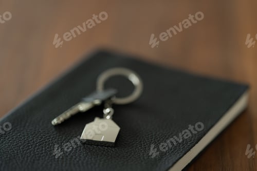 Preview: Keys with house tag on the office table