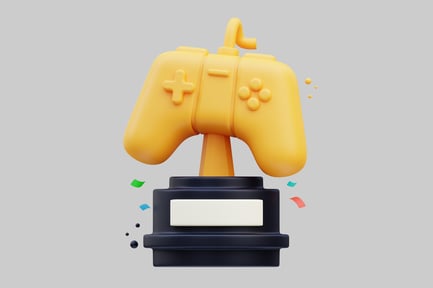 Preview: Game controller on pedestal with name label