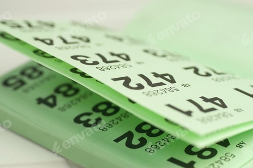 Preview: A closeup of opened raffle ticket booklet