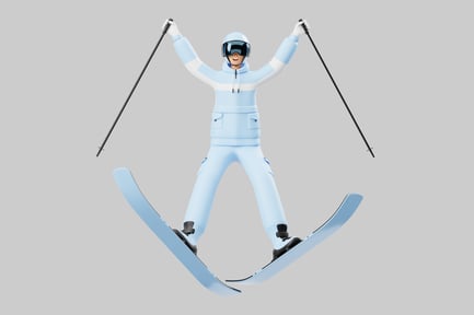 Preview: Happy skier with ski poles