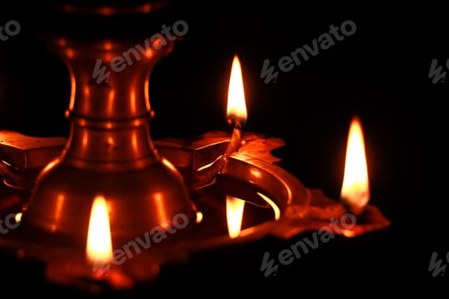 Preview: Lighted candles for Diwali festival, the festival of lights, selective focus
