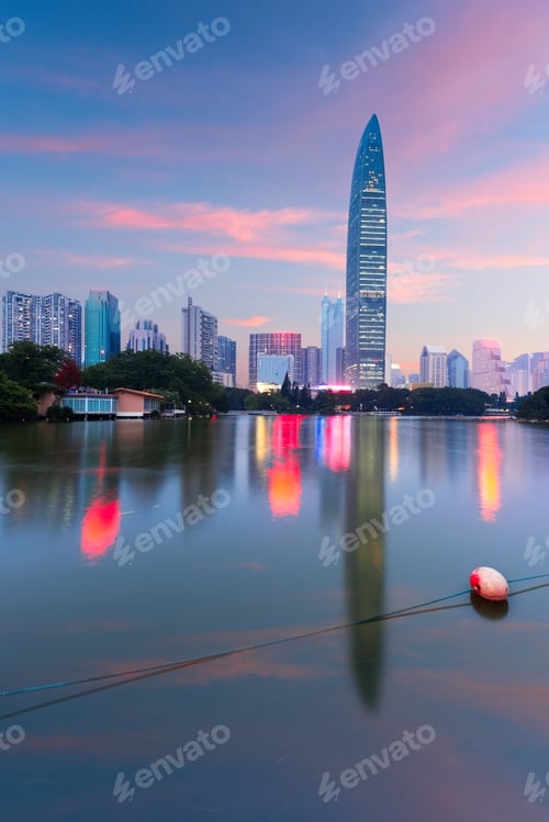 Preview: Shenzhen, China City Skyline at Twilight