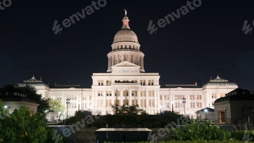 Preview: Over Night Grounds Landscape Texas State Capital Building Austin