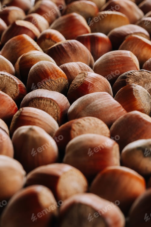 Preview: Closeup of some unopened hazelnuts