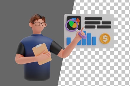 Preview: Businessman Is Analyzing Financial Report 3D Illustration