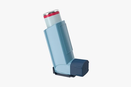 Preview: Blue Asthma Inhaler with Mouthpiece