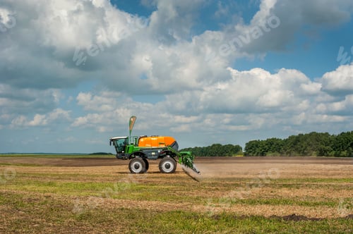 Preview: Khmelnytsky region, UKRAINE - August 19, 2021: self-propelled sprayer Amazone