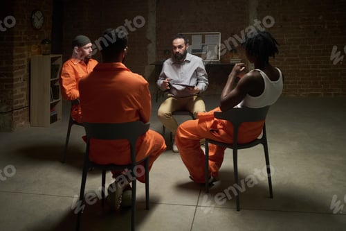 Preview: Diverse Group of Young Adult Men Participating in Prison Therapy Session
