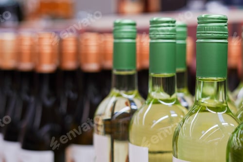 Preview: assortment of various wine bottles in the grocery store