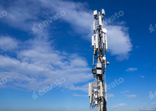 Preview: Telecommunications antenna: cell phone signal repeater towards the sky.
