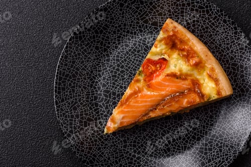 Preview: Quiche, salmon pie, broccoli, cheese. Quiche tart with fish and vegetables, cheese