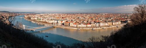 Preview: View of River Danube from Gellert Hill, Budapest, Hungary, Europe