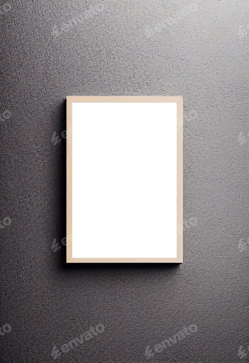Preview: Mock up poster frame in modern interior background, elegant wood accessories. Design home decor. Boh