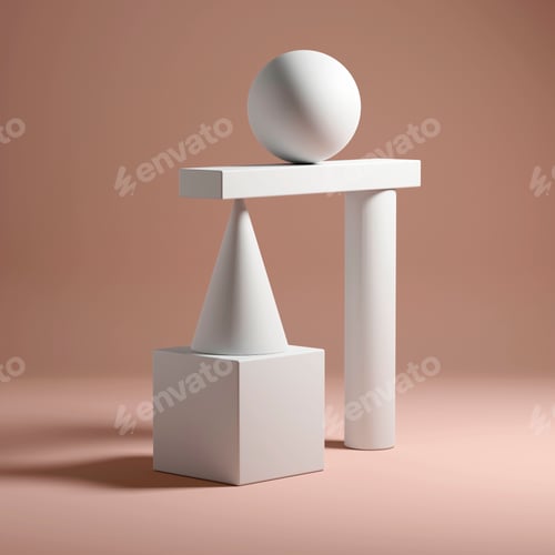 Preview: Abstract equilibrium still life installation 3d render