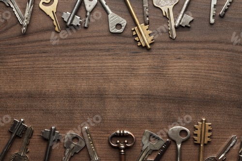 Preview: Many Different Keys On Wooden Table