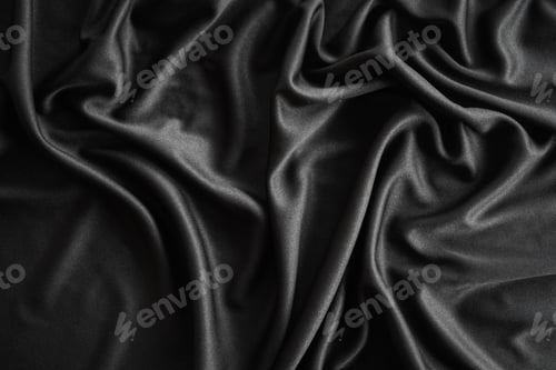 Preview: Black background of black shiny cloth texture can be use as background