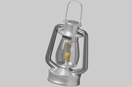 Preview: Lantern with Glass Bulb and Metal Handle