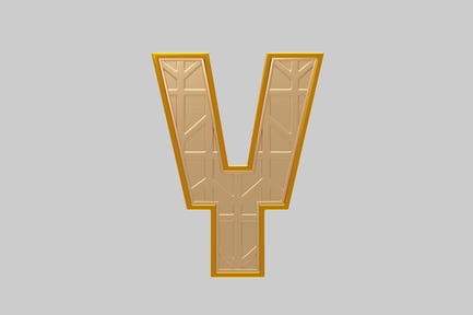 Vista previa: Letra Y dorada con estampado geométrico