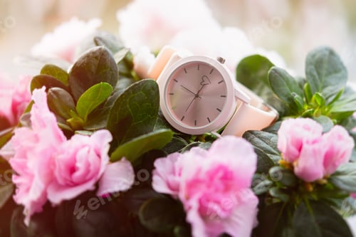 Preview: Watch wrist flowers. Gift bouquet of pink beautiful flowers