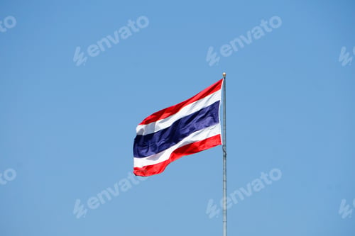 Preview: Flag of Thailand against blue sky