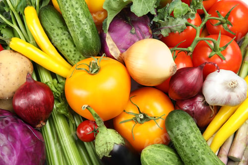 Preview: Many fresh ripe vegetables as background. Organic food