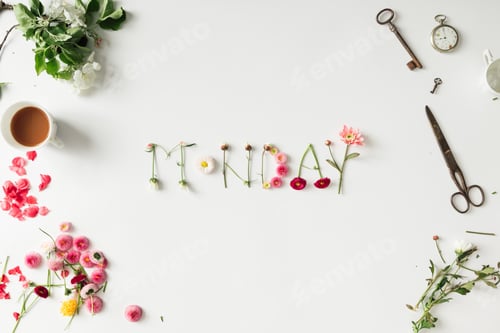 Preview: Creative arrangement of flowers on work desk